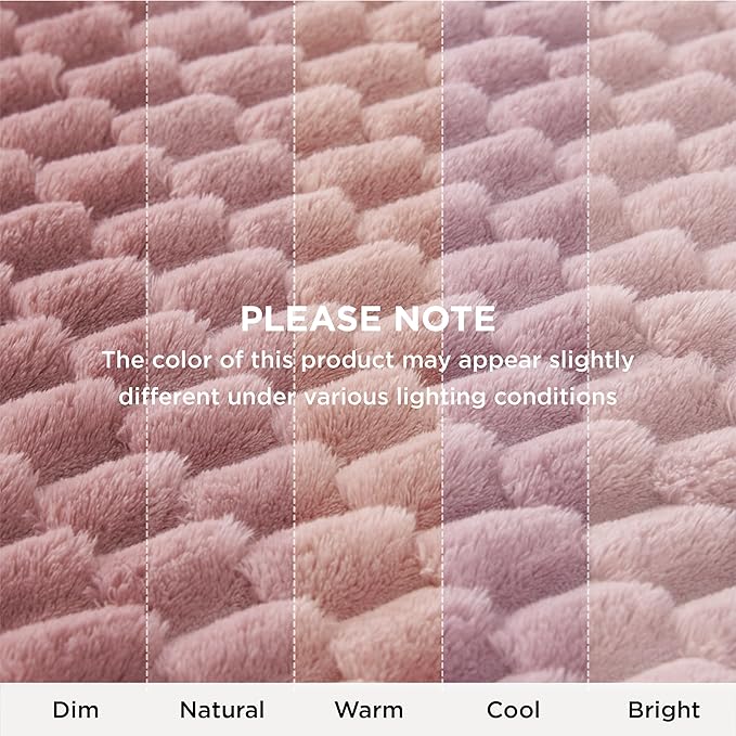 Bedsure Dusty Rose Throw Blanket for Couch - 350GSM Fluffy Plush Bubble Blanket for Bed Home Room Decor, GentleSoft Cute Fleece Soft Cozy Gifts for Women Girls, 50x60 Inches