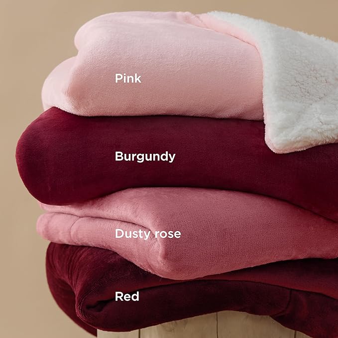 Bedsure GentleSoft Sherpa Fleece Throw Blanket for Couch, Non-Heated, Thick and Warm Throw Gifts for Women and Girls, Soft Fuzzy Plush Kids Blanket for Spring, Room Home Decor, Pink, 50x60 Inches