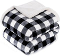 BEAUTEX Sherpa Fleece Blanket Twin Size, Super Soft Warm Buffalo Plaid Plush Gig Blankets, Lightweight Cozy Fuzzy Blanket for Couch Sofa Bed (Black, 60" x 80")