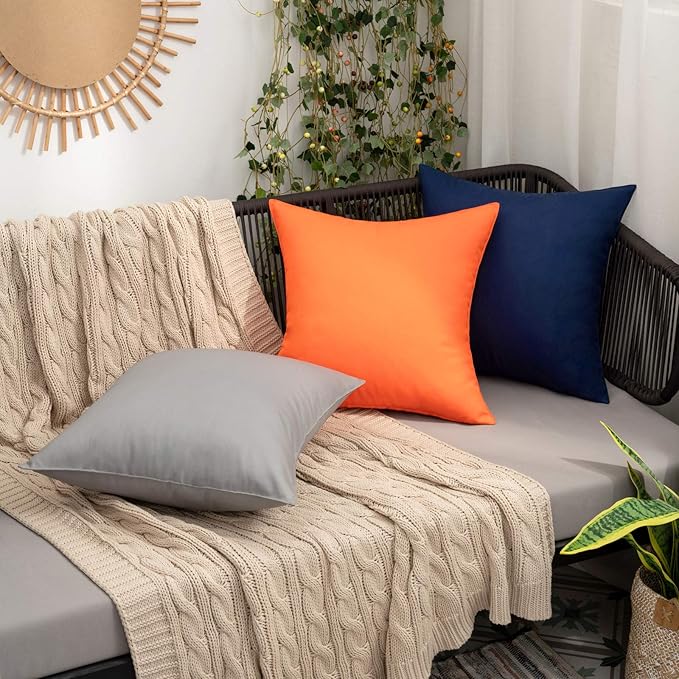 MIULEE Pack of 2 Decorative Outdoor Waterproof Pillow Covers Garden Cushion Sham Throw Pillowcase Shell for Fall Patio Tent Couch 20x20 Inch Orange