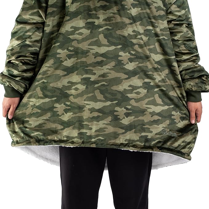 Bare Home Wearable Blanket Hoodie - Soft Plush Sherpa - Warm and Cozy - Oversized Wearable Blanket - Adult & Kid Sizes
