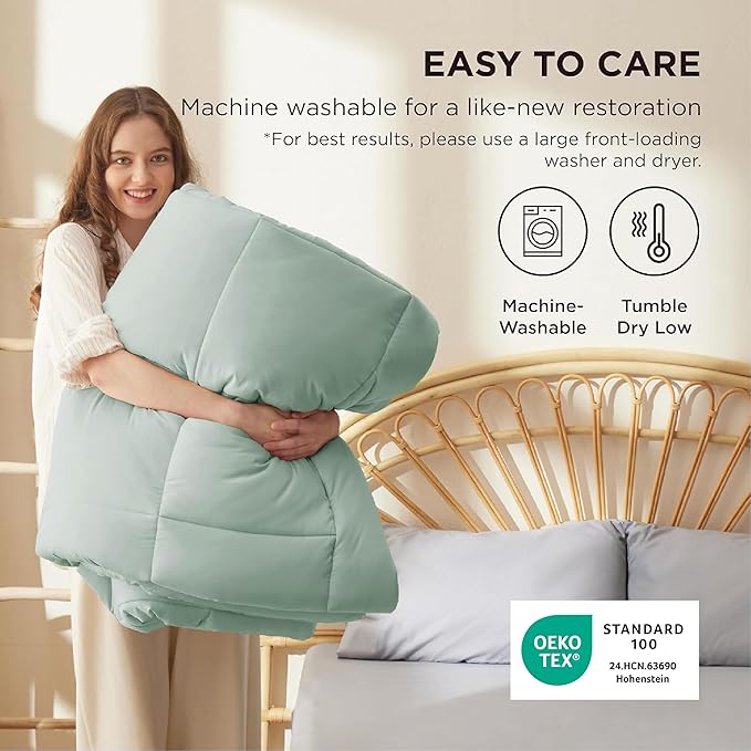 Bedsure Comforter Duvet Insert - Quilted Comforters Twin XL Size, All Season Duvet, GentleSoft Down Alternative Bedding Blanket, with 8 Tabs, Gifts for Women/Men, Sage Green, Twin XL 92 x 68 Inches