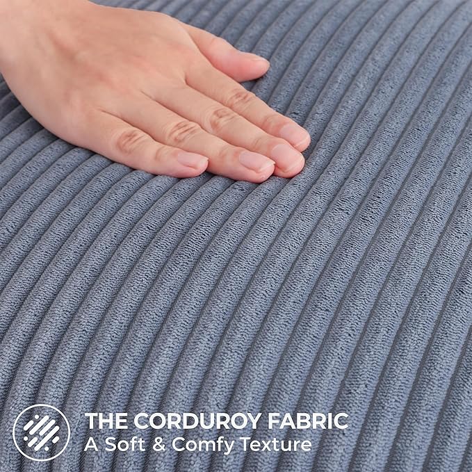 Mecatny Corduroy Decorative Throw Pillow Covers 18x18 Set of 2 for Sofa Living Room, Soft Neutral Boho Couch Pillow Covers for Home Decor, Blue Grey