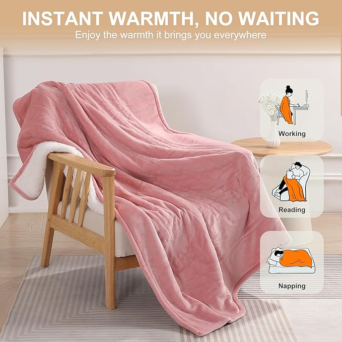 Heated Blanket Full Size Electric Blanket 72''X84'' - Fast Heating Blanket for Adults Ultra Warm Fluffy Winter Warming Blanket with Adjustable Temperature & Machine Washable, Valentine's Day gifts