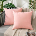 MIULEE Pack of 2 Decorative Outdoor Solid Waterproof Throw Pillow Covers Spring Valentine Faux Linen Garden Farmhouse Cushion Cases for Patio Tent Balcony Couch Sofa 18x18 Inch Light Pink