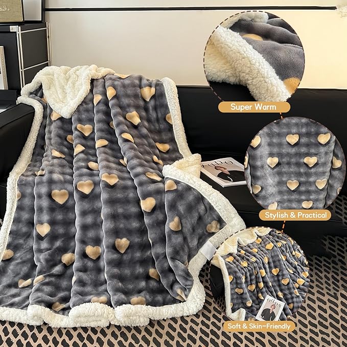 Fleece Bed Blanket, Queen Size 90 Inch × 90 Inch, Soft Plush Fluffy, Reversible Flannel Blanket for Sofa, Couch, Bed, All Seasons, for Women