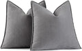 MIULEE Pack of 2 Grey Decorative Pillow Covers 20x20 Inch Soft Chenille Luxurious Couch Throw Pillows Farmhouse Cushion Covers with Elegant Design for Sofa Bedroom Living Room Home Decor
