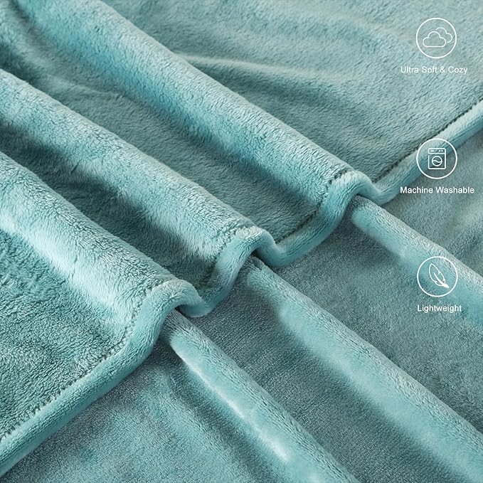 TASTHROW Bluishgreen Throw Blanket 60x80 Inches, Soft Plush Cozy Fleece Flannel Throw Blanket, Lightweight Warm Throws for Bed, Couch, Bedroom and Living Room, All Seasons