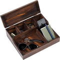 Mind Reader Valet Dresser Organizer, Jewelry Tray, Mens Accessory, Bedside Caddy, Bedroom Org, Wood, 12"L x 10"W x 4"H, Brown