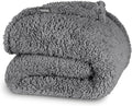 Bare Home Faux Shearling Blanket - King Size - Blanket for Bed, Sofa, Couch, Camping, Travel, and Gifts - Warm & Lightweight - Fluffy & Soft (King, Solid Grey)
