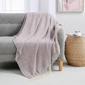BOURINA Herringbone Throw Blanket,Soft Lightweight Cozy Throw for Bed Couch Decorative Blanket, Purple 50" x 60"
