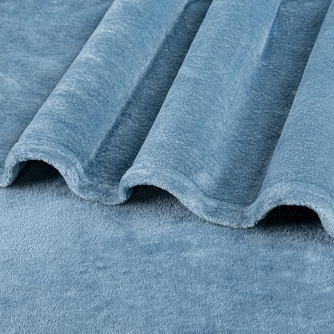 PAVILIA Dusty Blue Fleece Throw Blanket for Couch, Light Slate Blue Super Soft Fuzzy Flannel Throw for Sofa, Luxury Plush Microfiber Bed Blanket, Cozy Home Decorative Velvet Gift Blanket, 50x60