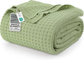 Utopia Bedding Sage Green 100% Cotton Waffle Blanket 300 GSM [Twin - 90x72 Inch] Soft Lightweight Breathable Bed Blanket for All Season