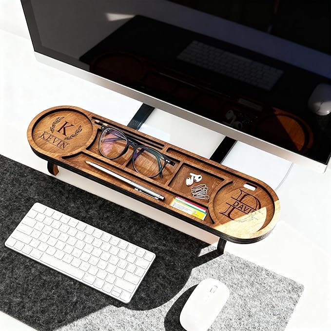 Ships Next Day, Personalized Wood Desk Organizer, Custom Phone & Tablet Stand, Engraved Wood Office Accessory, Custom Docking Station, Custom Organizer Gift
