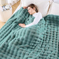 NEWCOSPLAY King Blanket for Couch Light Teal Super Soft Flannel Fleece 3D Bubble Lightweight Bed Blanket All Season Use (Light Teal, King(90"x110"))