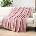 PAVILIA Blush Pink Fleece Throw Blanket for Couch Twin Size, Pink Super Soft Fuzzy Flannel Throw for Sofa, Luxury Plush Microfiber Blanket Twin Bed, Home Decorative Velvet Gift Blanket, 60x80