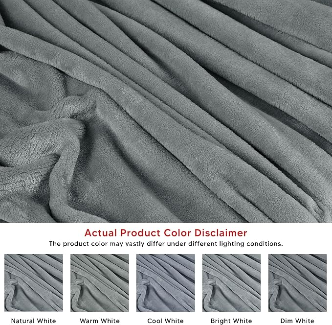Utopia Bedding Cool Grey Fleece Blanket Twin Size Lightweight Fuzzy Soft Anti-Static Microfiber Bed Blanket (60x80 Inch)