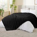 BEDELITE Fleece Blanket, Large Queen Size for Bed, 3D Jacquard Decorative Black Fuzzy Blanket, Soft and Cozy Warm Plush Fluffy Throw All Seasons Suitable, 90x90Inches