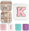 Parima Easter Gifts - Gifts for Women, Personalized Jewelry Case Jewelry Boxes for Women Birthday Gift for Mother Travel Gift for Her Mothers Day - Letter K, White