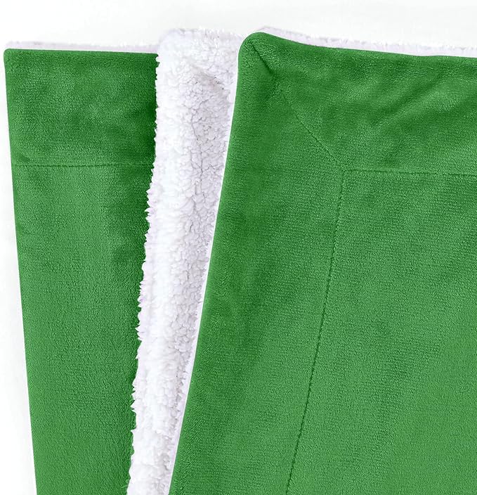 Mocassi Premium Ultra-Soft Flannel Fleece Sherpa Throw Blanket - Warm Cozy Reversible Plush Micromink Blanket for Couch, Bed and Sofa - Fluffy, Christmas Winter Bedding Gift, Full, Emerald Green