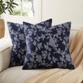 100% Cotton French Pastoral Throw Pillow Covers Set of 2, 18x18 Inch Background/Blue Farmhouse Decorative Cushion Covers for Sofa Bed Living Room Home Decor