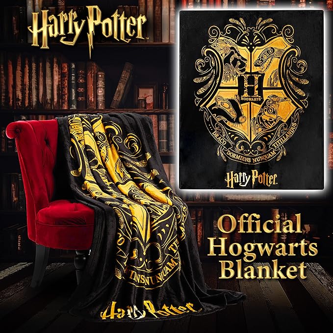 Harry Potter Fleece Throw Blanket Soft Cozy Bed Blanket Hogwarts Bedroom Decor Plush Comforter 59" x 51" for Bedroom Travel Gifts for Kids