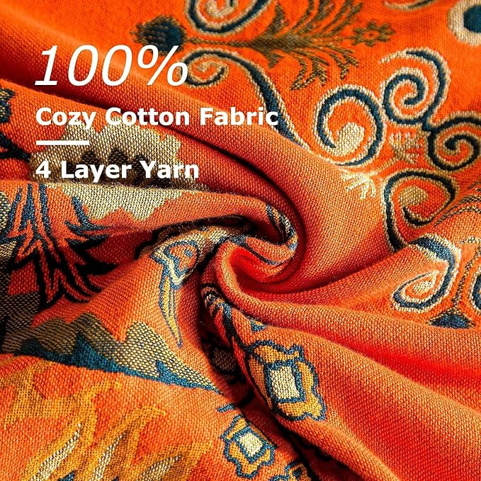 Boho Throw Blanket for Bed 100% Cotton Soft Lightweight Quilt Floral Embroidery Home Decor Spring Breathable Bed Blankets,60"x80" Twin All Season Reversible Blankets for Sofa Couch Chair