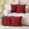 Set of 4 Burgundy Decorative Throw Pillow Covers 16x16 Inch Corduroy Pillow Covers for Bed Couch Sofa Living Room Soft Square Cushion Cases