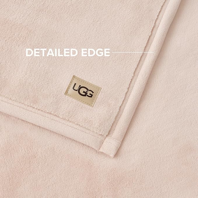 UGG Coco Plush Fleece Throw Blanket – Soft & Cozy Blanket for Couch, Bed & Sofa, Perfect for Home Decor, House Warming Gifts or Luxurious Birthday Gifts for Women, 50" x 70", Pink Himalayan Salt