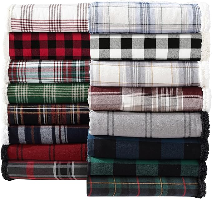 Eddie Bauer - Blanket, Super Soft Reversible Sherpa & Brushed Fleece Bedding, Throw Blankets for Couch, Ideal for Lounging (Winslow Charcoal)