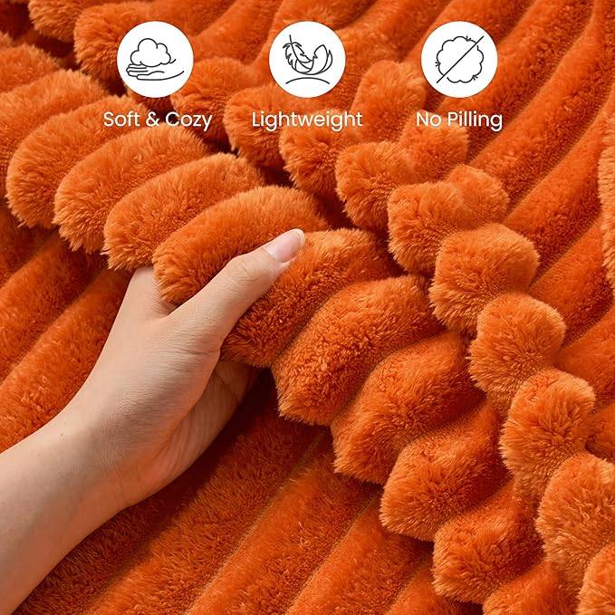Joiedomi Orange Throw Blanket for Couch, Soft & Warm Orange Fleece Blankets Gifts for Women Mom, Cozy Cute Soft Throw 50x60 Inches
