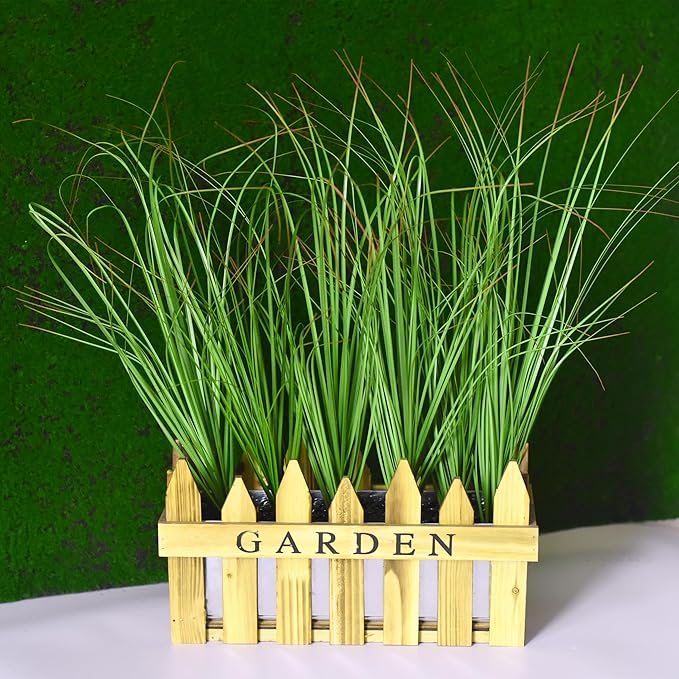 6PCS Artificial Grass Plant, Artificial Shrubs Wheat Grass, Artificial Greenery Stems Fake Weed for Room Indoor Home Decor, Artificial Tall Grass Fake Plants for Outdoor Decor