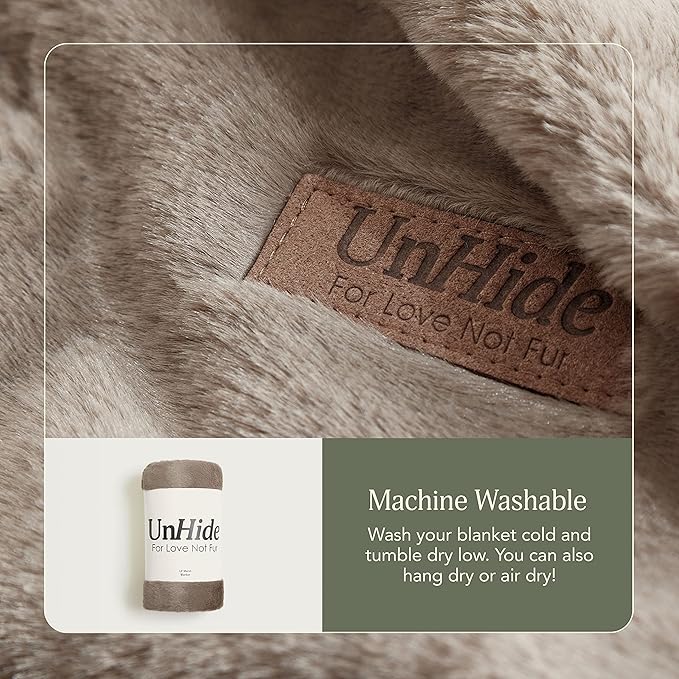UnHide Lil’ Marsh Faux Fur Blanket - Lightweight, Soft Throw Blanket - Machine Washable - Ideal for Bed, Couch, or Reading Chair- Small (50" x 60") Taupe Ducky