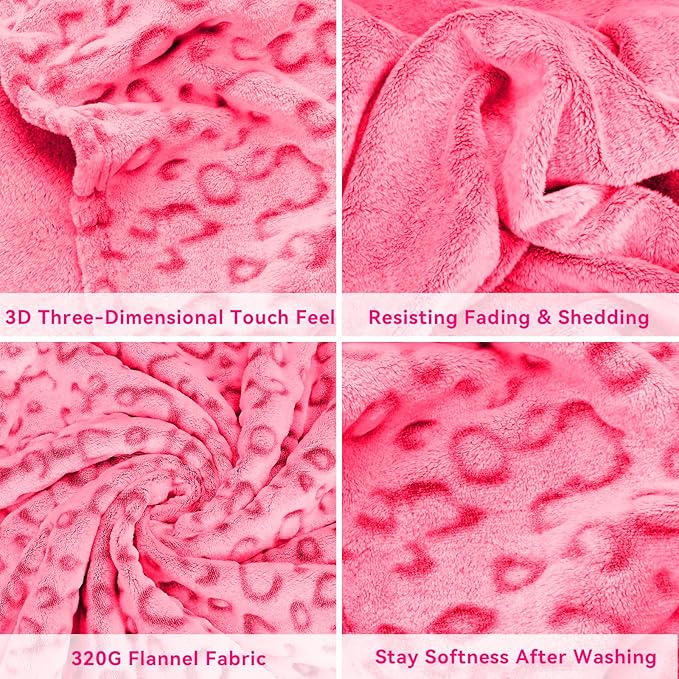 ZHIKU Pink Blanket for Women - Cheetah Print Blanket Pink Gifts for Women Mother Girls Soft Warm Leopard Print Throw Blanket for Birthday Gifts King Size
