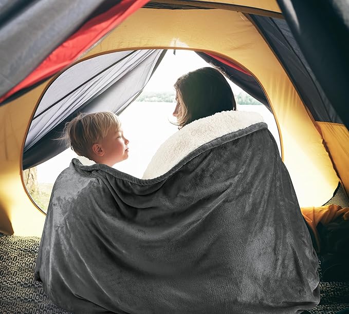 Utopia Bedding Sherpa Blanket Twin Size (Grey, 60x80 Inches) - Soft Lightweight Plush Fleece Reversible Winter Blanket for Bed, Sofa, Couch, Camping and Travel