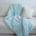 Maetoow Chenille Chunky Knit Blanket Throw （40×50 Inch）, Handmade Warm & Cozy Blanket Couch, Bed, Home Decor, Soft Breathable Fleece Banket, Christmas Thick and Giant Yarn Throws, Baby Blue