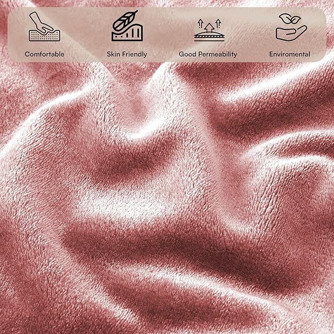 IR Imperial Rooms Fleece Blanket 2 Pack Twin Size 60x80 Inches - Super Soft Fluffy Throw Blanket for Sofa and Bed - Warm and Cozy Lightweight 400 GSM Microfiber Bed Throws Blankets (Twin,Pink)