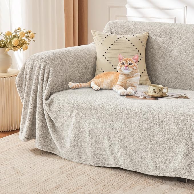 EMME Fluffy Soft Blanket Queen Size - 80"*90" Grey Soft Fluffy Warm Bed Blankets Bed, Camping, Picnic, Travel Lightweight Blanket