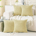 Set of 4 Pale Yellow Decorative Throw Pillow Covers 22x22 Inch Corduroy Pillow Covers for Bed Couch Sofa Living Room Soft Square Cushion Cases
