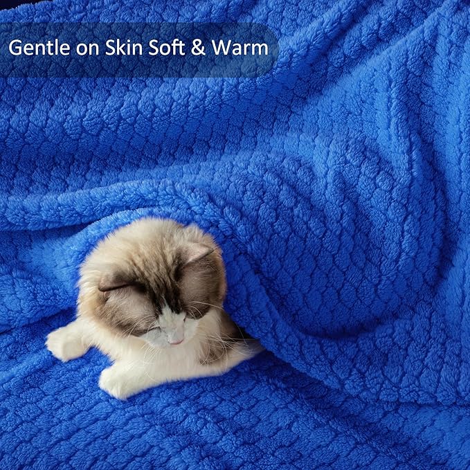 Exclusivo Mezcla Fleece Throw Blanket for Couch and Bed,Extra Soft Warm Decorative Fuzzy Throws for Women,Lightweight Cozy Blankets Size 50x60 Inches, Cobalt Blue