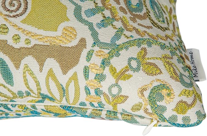 Mika Home Pack of 2 Decorative Accent Throw Pillow Cover Sham Cushion Case,Paisley Pattern,20x20 Inches,Green Brown Cream Multicolor