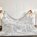 Soft Cozy 120x120 Inches Seamless Oversized King Fleece Blanket, Giant 10'x10' California King Blanket Extra-Large Flannel Blankets for Bed, Sofa, Couch, Travel, Symbol Light Grey