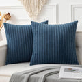 UGASA Velvet 26x26 Inch Soft Throw Pillow Covers Decorative Corduroy Striped Both Sides Solid Square Cushion Cases Boho Farmhouse for Couch Bedroom Sofa Home, Pack of 2, Dusty Blue