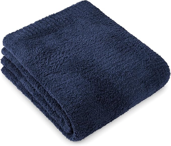 PAVILIA Super Soft Throw Blanket for Couch, Fluffy Cozy Lightweight Navy Blue Blanket, Large Fuzzy Warm Knit Blanket for Bed Sofa, Dark Blue, 60x80
