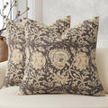 Vintage Floral Print Throw Pillow Covers 22x22 Set of 2 Neutral Modern Farmhouse Accent Decorative Cushion Covers Boho Home Decor for Couch Sofa Chair Bed Living Room, Rustic Gray