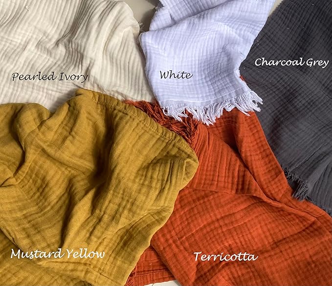 KyraHome 100% Cotton Throw Blanket for Bed, 60"x80" Muslin Blankets for Adults, Kids, Plant-Dyed, Lightweight Couch Blanket, All Season, (Terracotta/Burnt Orange)