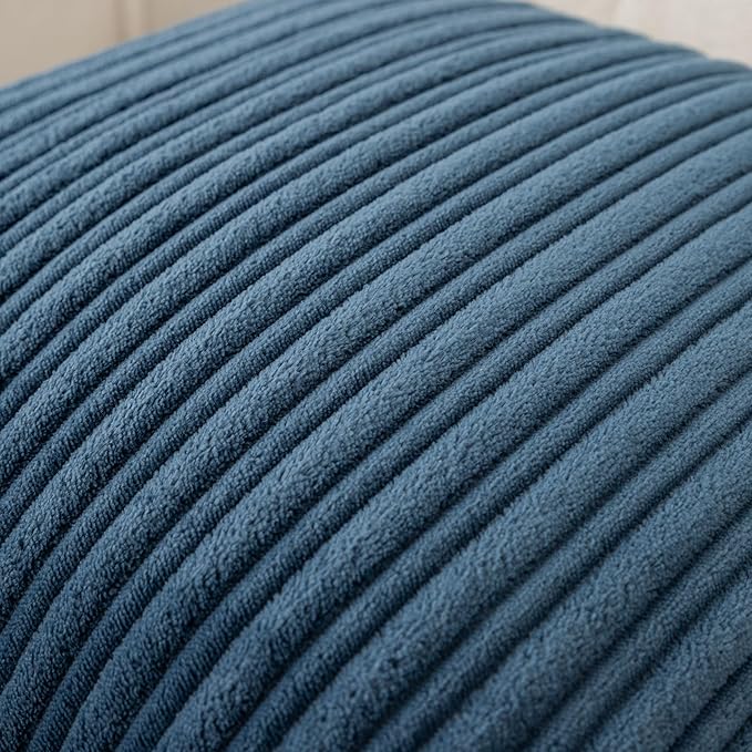 UGASA 14x20 Inch Pillow Cover Pack of 1 Soft Boho Stripe Corduroy Long Rectangular Lumbar Cushion Cover Farmhouse Decorative Throw Pillowcase for Bed, Couch, Sofa, Bedroom, Living Room, Dusty Blue