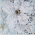 Yihui Arts White Flower Painting - Hand Painted Grey Floral Canvas Wall Art for Home Decor