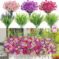 Alupssuc 48 Bundles Artificial Flowers for Outdoors Planters Spring Decoration, UV Resistant Faux Eucalyptus Violet and Lavender Silk Fake Plants for Outside Indoor Yard Home Patio Decor, Mix 3 Colors