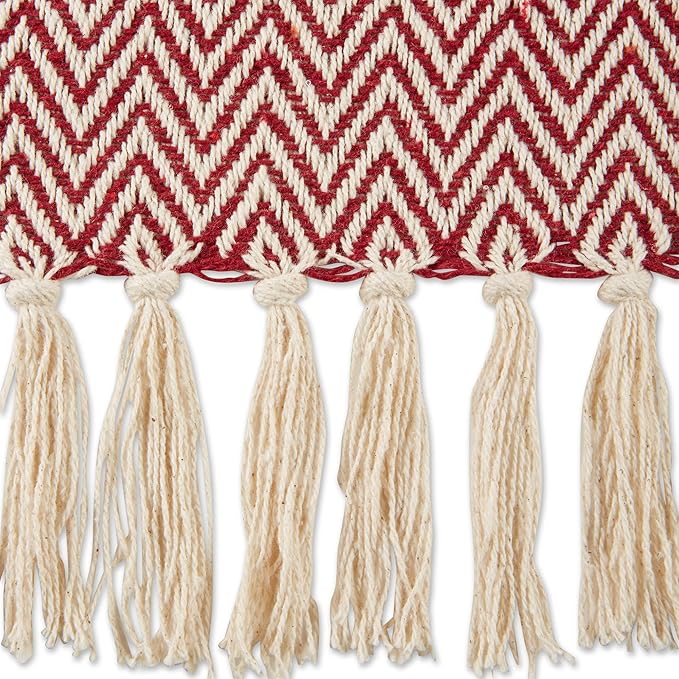 DII Chevron Throw Collection Handloomed Cotton, 50x60, Barn Red